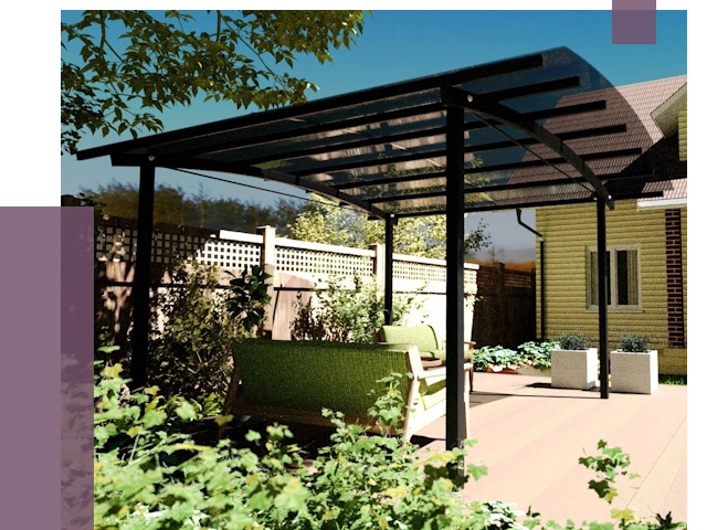 Навесы для террасы в Кисловодске от 13635 руб. под ключ | ПРОЛЁТ-Ксл