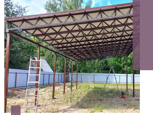 Односкатные навесы под ключ в Кисловодске — изготовление и монтаж