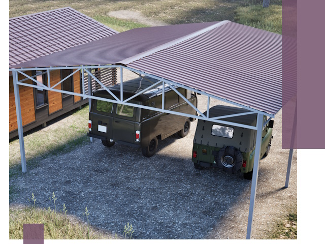 Двускатные навесы под ключ в Кисловодске — изготовление и монтаж